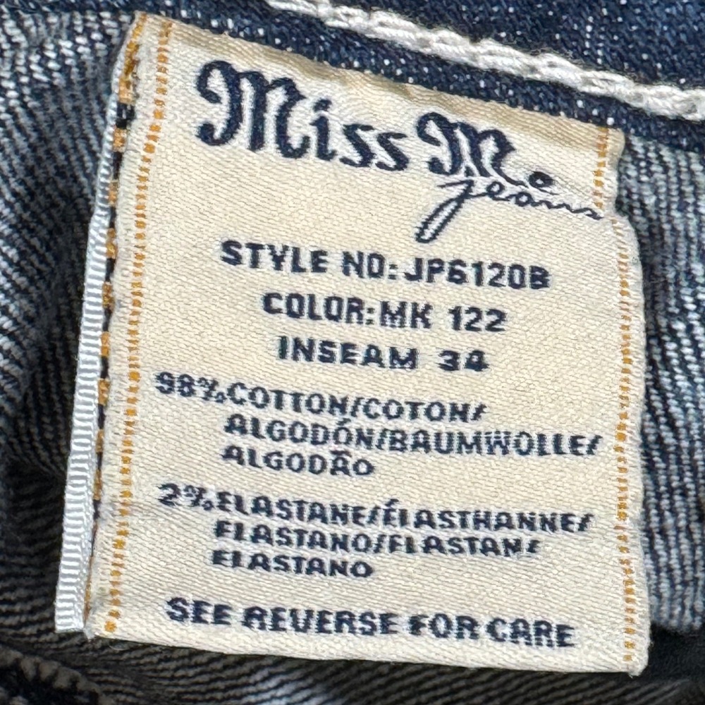 Miss Me JP6120B Bootcut Jeans Dark Wash Floral Rhinestone Embellished Size 30x34 - Picture 5 of 7